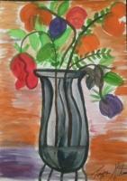 Watercolor Canvas - Colors In A Vase - Watercolors