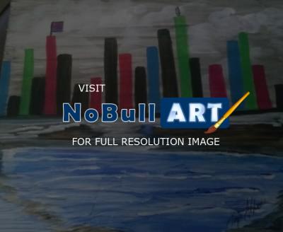 Acrylic Painting - The City - Acrylic Painting