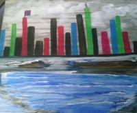 Acrylic Painting - The City - Acrylic Painting