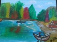 Autumn Lake - Acrylic Painting Paintings - By Tonya Atkins, Landscape Painting Artist