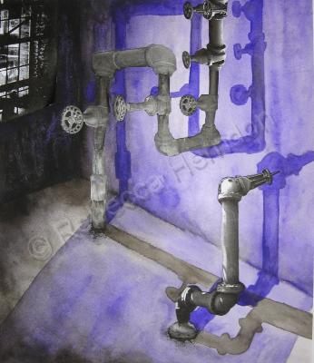 Sloss Furnace - Sloss 7 - Ink Watercolor Paper Photograp