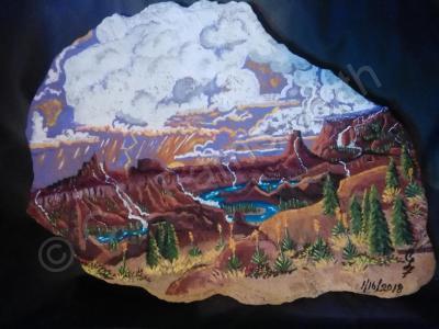 Ancient Hidden Places - Evening Monsoon - Acrylic On Stone