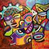 Carnaval De Barranquilla - Acrylic On Canvas Paintings - By Magdalena Giesek, Primitiviest Painting Artist