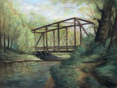 Landscape - Iron Bridge Over Little Cicero Creek - Pastel