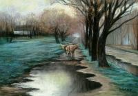 Wet Spring - Pastel Paintings - By Michael Scherer, Realistic Painting Artist