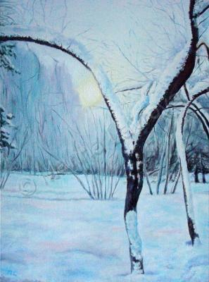 Oil Paintings - Midwinter - Oil On Canvas Panel