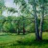 Birches In Summer - Oil On Canvas Paintings - By Marina Lavrova, Realism Painting Artist