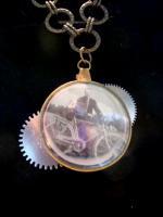 Bicycle In The Lens - Metal  Glass Jewelry - By Sam Vanbibber, Re-Purposed Or Steampunk Jewelry Artist