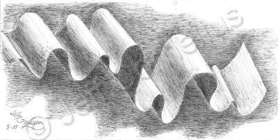 Black And White - Ribbon - Ball-Point Pen On Printing Pap