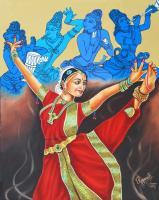 Bharathanatyam  A Mystic Communion With God - Oil On Canvas Paintings - By Ragunath Venkatraman, Realism Painting Artist