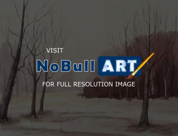 Watercolor Paintings - Winter Landscape 07 - Watercolor