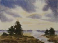 Watercolor Paintings - Cloudy Landscape 09 - Watercolor