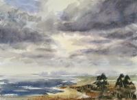 Coastline Landscape 10 - Watercolor Paintings - By Hans Aabeck-Ackermann, Impressionist Painting Artist