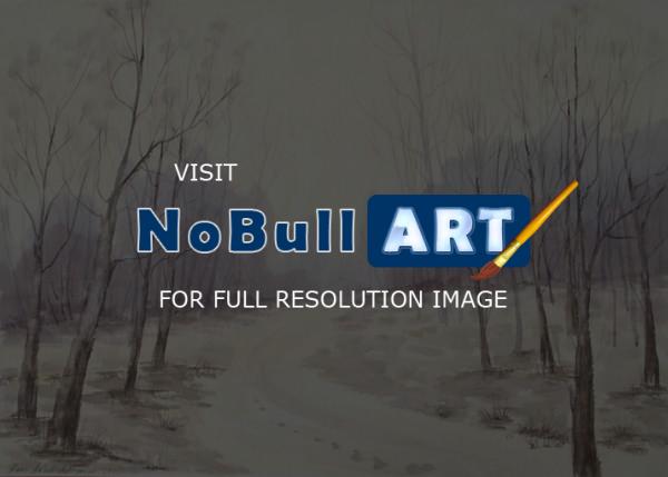 Watercolor Paintings - Winter Landscape 16 - Watercolor