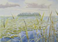 Watercolor Paintings - Summer Lake 17 - Watercolor