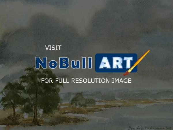 Watercolor Paintings - Lakeside Landscape 22 - Watercolor