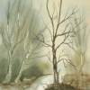 Small Autumn River With Trees - Watercolor Paintings - By Hans Aabeck-Ackermann, Impressionist Painting Artist