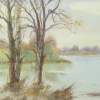 Old Trees Near The River - Watercolor Paintings - By Hans Aabeck-Ackermann, Impressionist Painting Artist