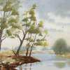 Trees On The Riverbank - Watercolor Paintings - By Hans Aabeck-Ackermann, Impressionist Painting Artist