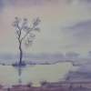 Lonely Tree In Wide Landscape - Watercolor Paintings - By Hans Aabeck-Ackermann, Impressionist Painting Artist