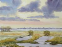 Wide Landscape 54 - Watercolor Paintings - By Hans Aabeck-Ackermann, Impressionist Painting Artist