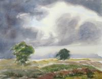 Watercolor Paintings - Stormy Sky Landscape - Watercolor