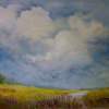 Clouds And Yellow Fields - Oil On Canvas Paintings - By Sayaram Waghamare, Realistic Painting Artist