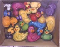 Ducks In A Box - Oil Paintings - By Corrine Parry, Realism Painting Artist
