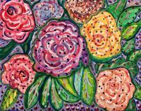 Flowers - A Bed Of Roses - Acrylics