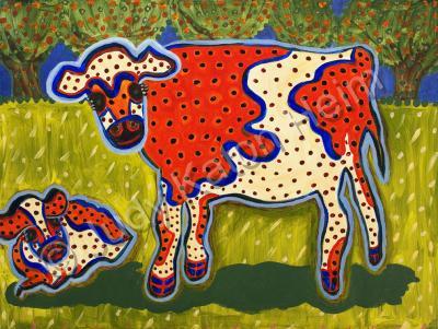 Farm Animals - Molly And Milly Moo - Acrylics