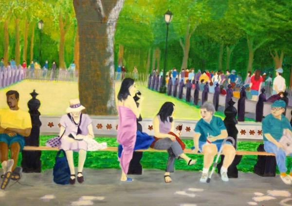 New York City Scenes - Central Park Sunday - Oil On Linen