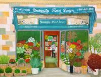 New York City Scenes - University Florist Shop - Oil On Canvas