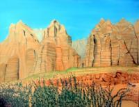 Utah Mountains - Oil On Canvas Paintings - By Leslie Dannenberg, Realism Painting Artist