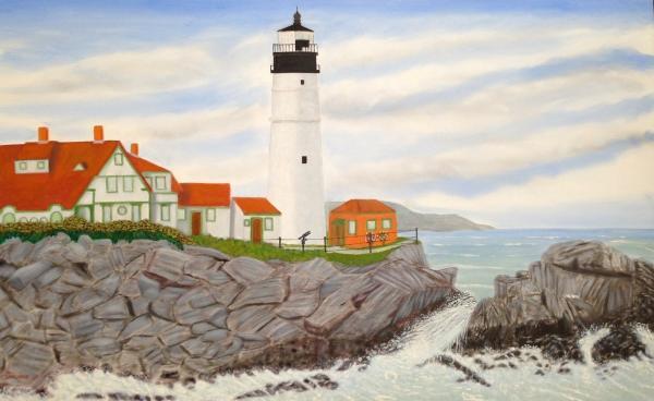 Seascapes - Portland Lighthouse - Oil On Canvas