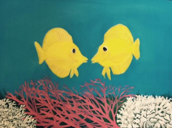 Seascapes - Yellow Tangs - Oil On Canvas