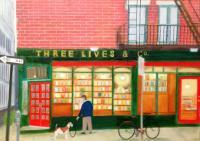 Three Lives Bookstore - Oil On Canvas Paintings - By Leslie Dannenberg, Realism Painting Artist