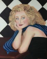 Blue Eyes - Oil On Canvas Paintings - By Leslie Dannenberg, Impressionism Painting Artist