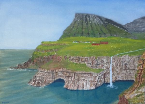 Farm Landscapes - Faroe The Islands Of The Sheep - Oil On Canvas