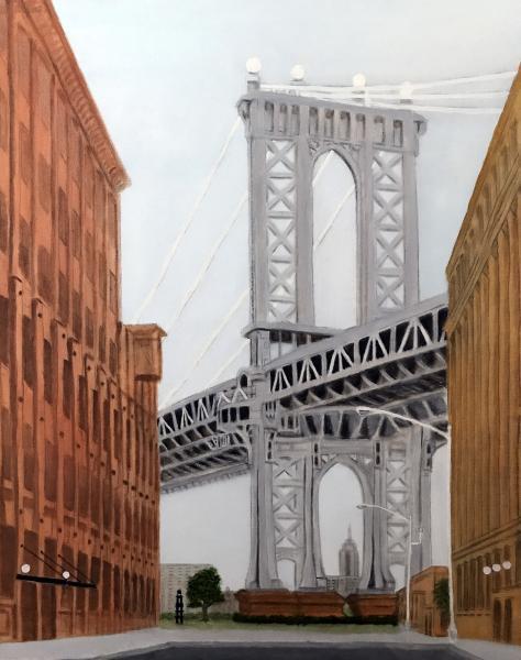 New York City Scenes - Manhattan Bridge - Oil On Canvas