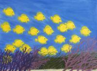 School Of Yellow Tangs - Oil On Canvas Paintings - By Leslie Dannenberg, Realism Painting Artist