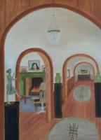 Interiors And Exteriors - Interior With Arches - Oil On Canvas