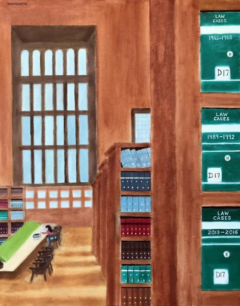 Interiors And Exteriors - Law Library II - Oil On Canvas