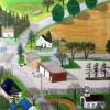 Spring In A Small Town - Oil On Canvas Paintings - By Leslie Dannenberg, Impressionism Painting Artist