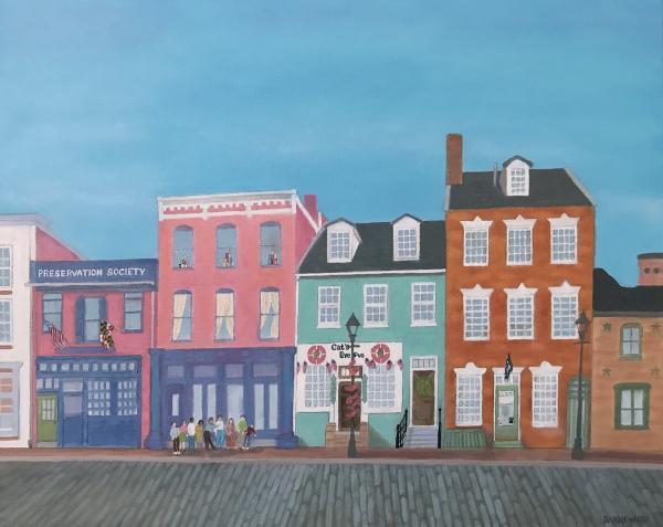 Buildings - Fells Point Tour Group - Oil On Canvas