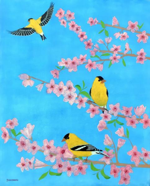 Birds - Birds Of A Feather American Goldfinch - Oil On Canvas