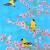 Birds Of A Feather American Goldfinch - Oil On Canvas Paintings - By Leslie Dannenberg, Realism Painting Artist