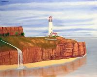 The Cliffs Lighthouse - Oil On Canvas Paintings - By Leslie Dannenberg, Realism Painting Artist