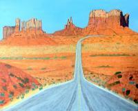 Canyons Buttes  Mountains - Monument Valley Highway - Oil On Canvas