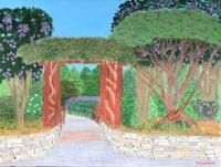 Garden Pathway - Oil On Canvas Paintings - By Leslie Dannenberg, Impressionism Painting Artist