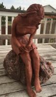 Seeking Guidance - Terra-Cotta Claylava Rock Sculptures - By Suzanne Burke, Hand Sculpted Sculpture Artist